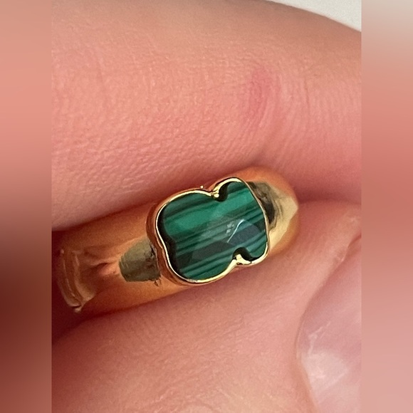 ! TOUS S925 Gold Overly Green Malachite Bear Mini Hoops Hinges Earrings - Picture 7 of 10